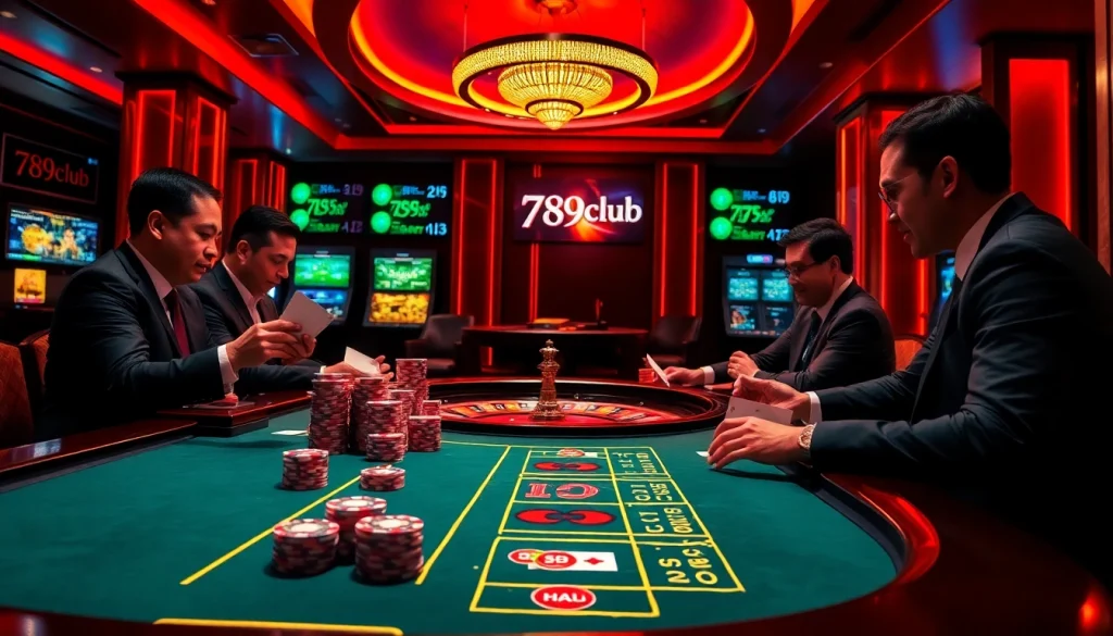 Experience high-stakes excitement at 789club with vibrant casino games featuring poker chips and roulette.